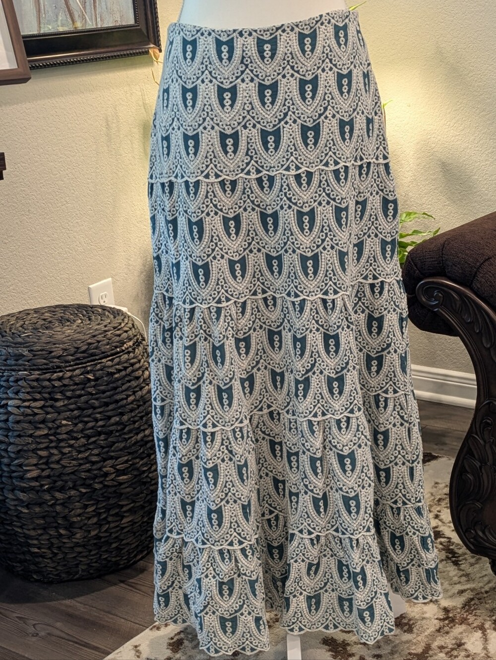 Dainty Green/Blue Maxi Skirt - Picture 5 of 5